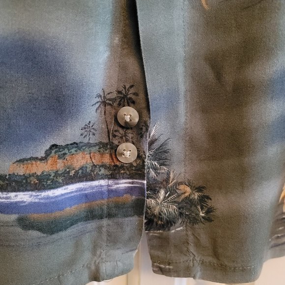 CAMPIA BLUE / GREEN HAWAIIAN SHIRT XL MADE IN KOREA - Picture 4 of 5